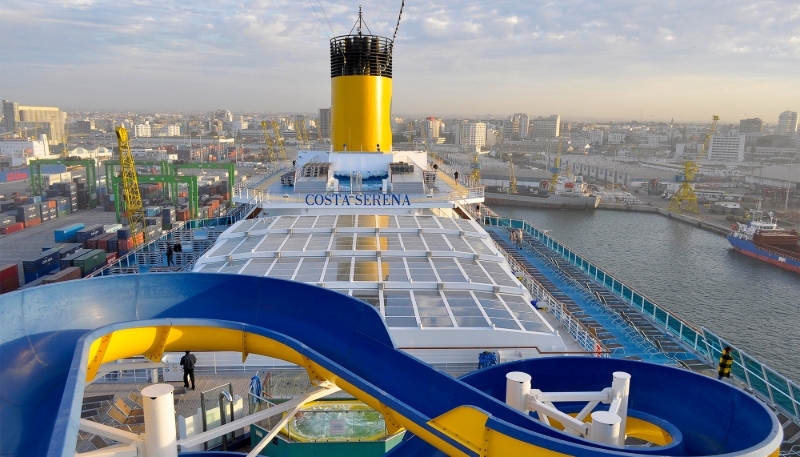 The Costa Serena cruise ship in Casablanca port, Morocco, 23 March 2023.