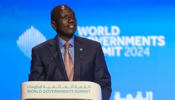 Kenyan president William Ruto in Dubai, United Arab Emirates, on 13 February 2024.