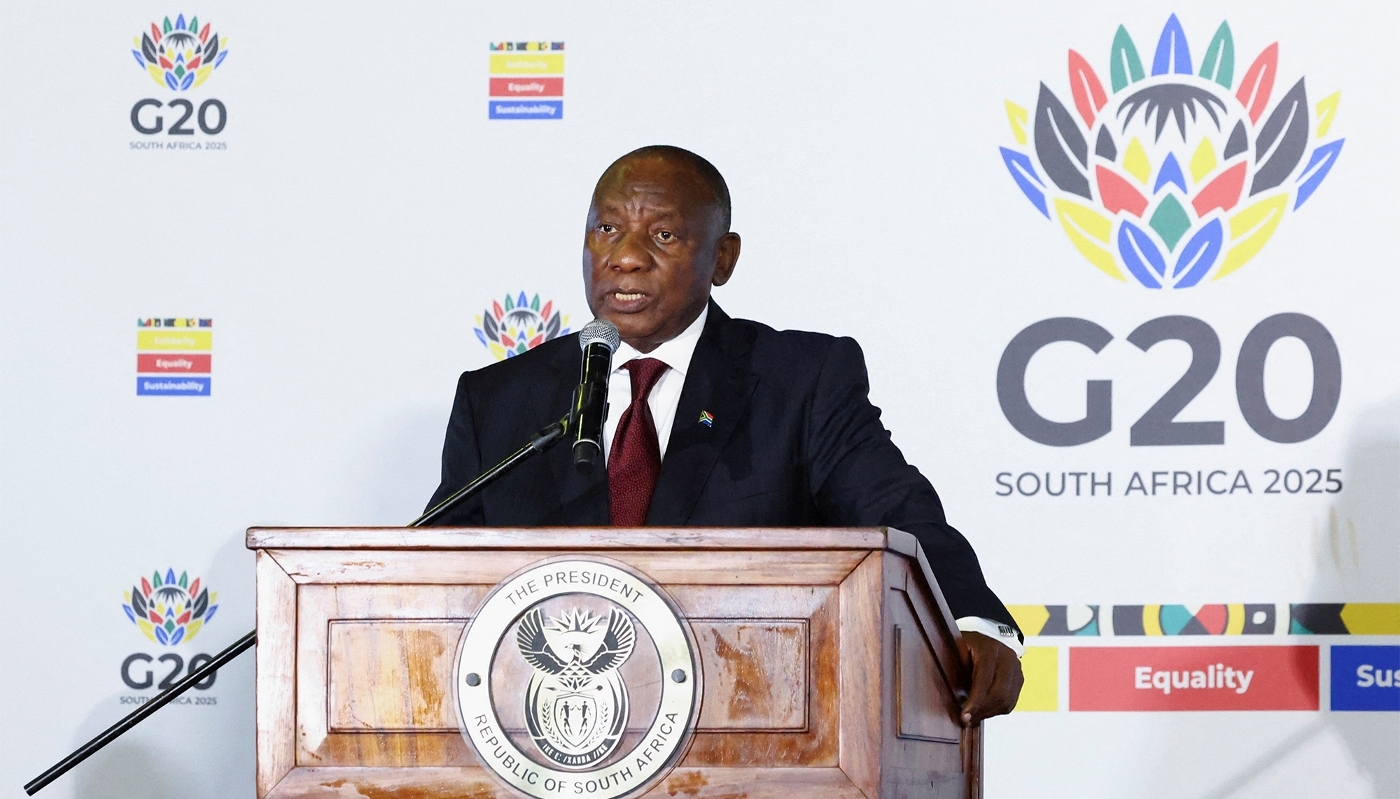 South Africa's President Cyril Ramaphosa in Johannesburg, South Africa on 20 February 2025.