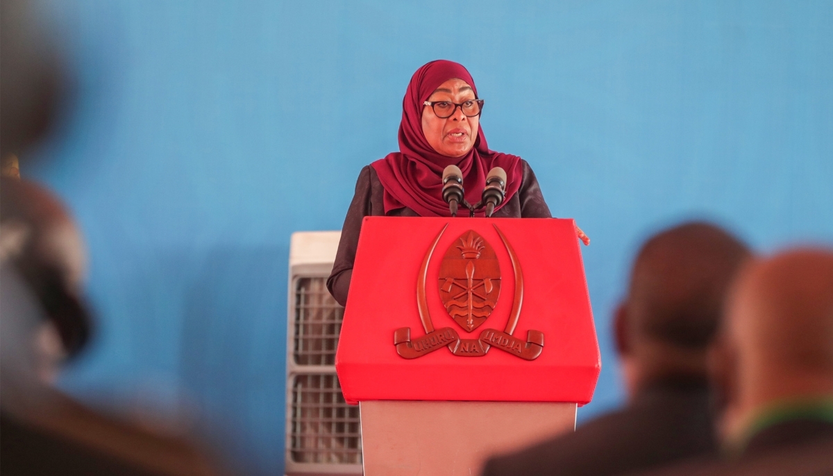 Tanzanian President Samia Suluhu Hassan in Dar es-Salam, on 7 February 2026. 