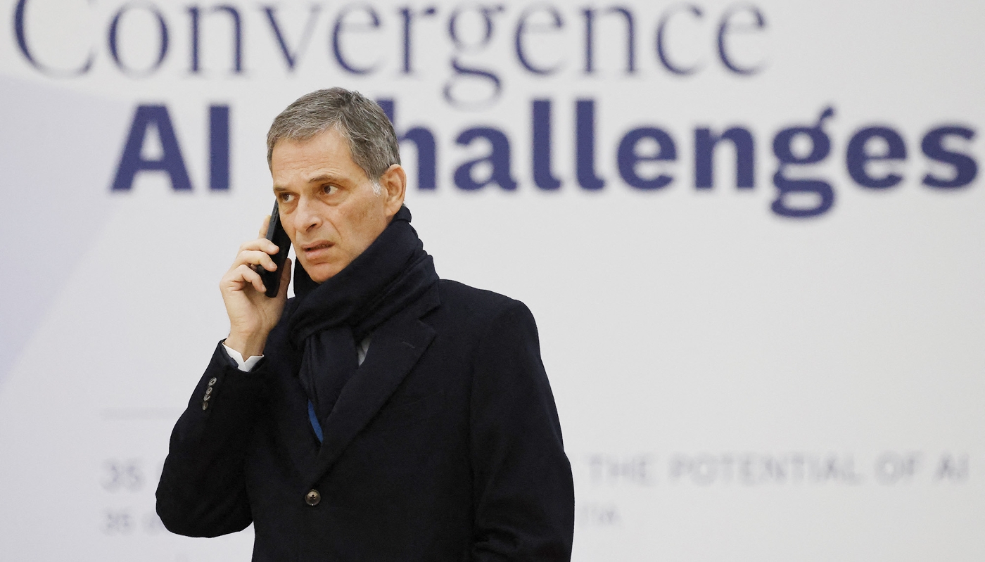 Head of CMA CGM Rodolphe Saadé at the AI Action Summit in Paris, on 11 February 2025.