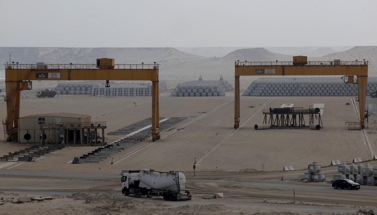 View of the Dakhla Atlantic Port under construction, in El-Argoub, Western Sahara, 26 May 2025.