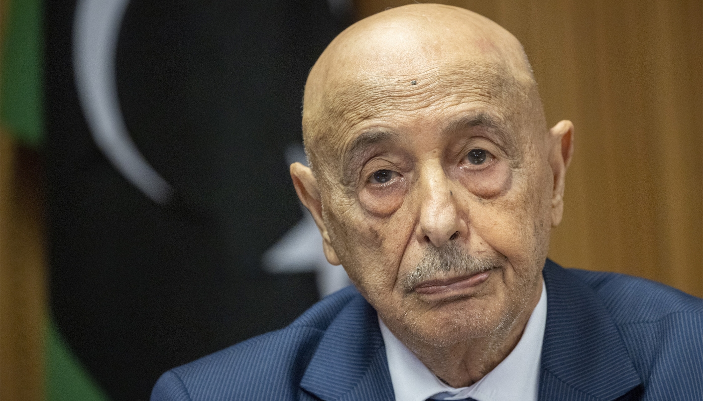 Aguila Salah Issa, Speaker of the House of Representatives of Libya, in Geneva, Switzerland, on 28 June 2022.