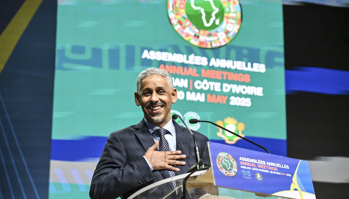 Sidi Ould Tah on the day of his election as president of the AfDB, in Abidjan, on 29 May 2025.