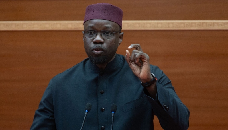 Ousmane Sonko, Senegalese Prime Minister, at the National Assembly in Dakar on 21 February.