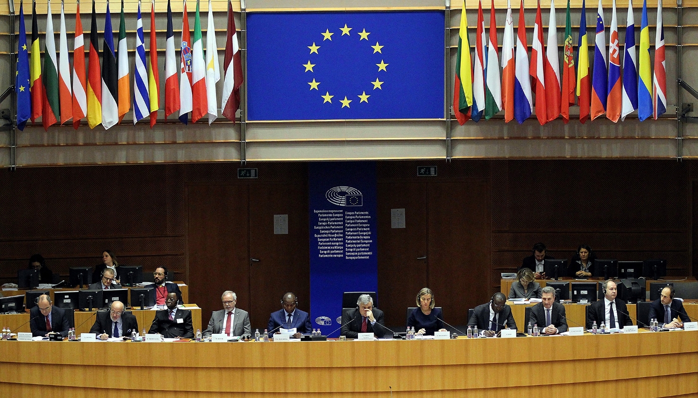 President of the Central African Republic Faustin-Archange Touadera (5th from the left), in Brussels, on 22 November, 2017.