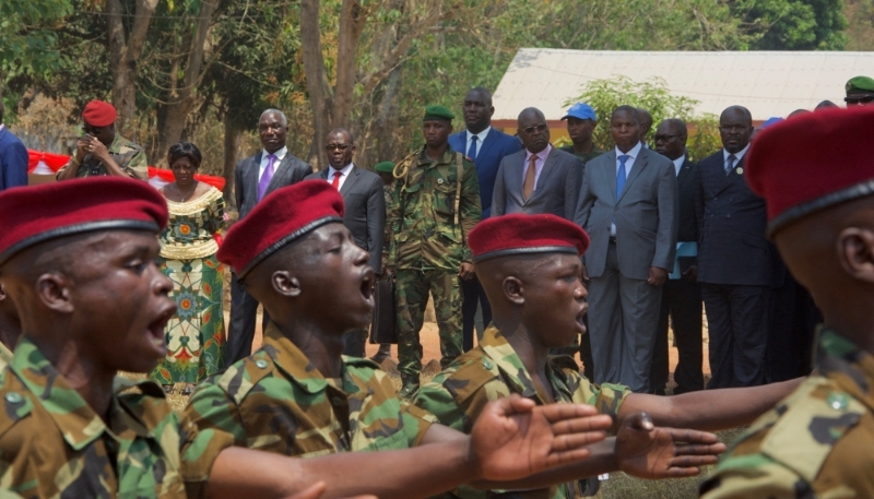 CAR President Faustin-Archange Touadéra attends the integration of former rebels into the regular army, Bangui, 5 February 2018.