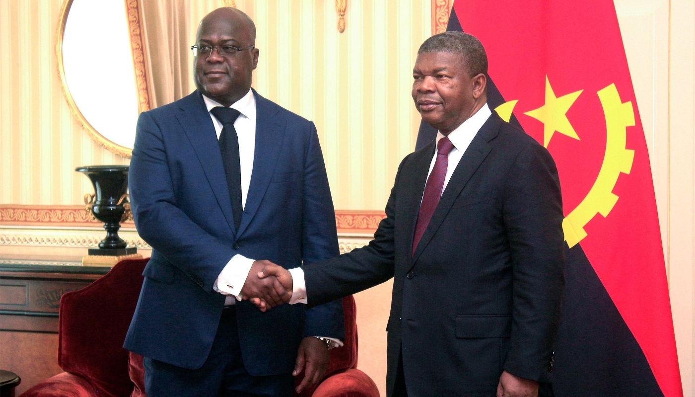 DR Congo's President Félix Tshisekedi (left) with Angola's President Joao Lourenco (right), in Luanda, February 2019.