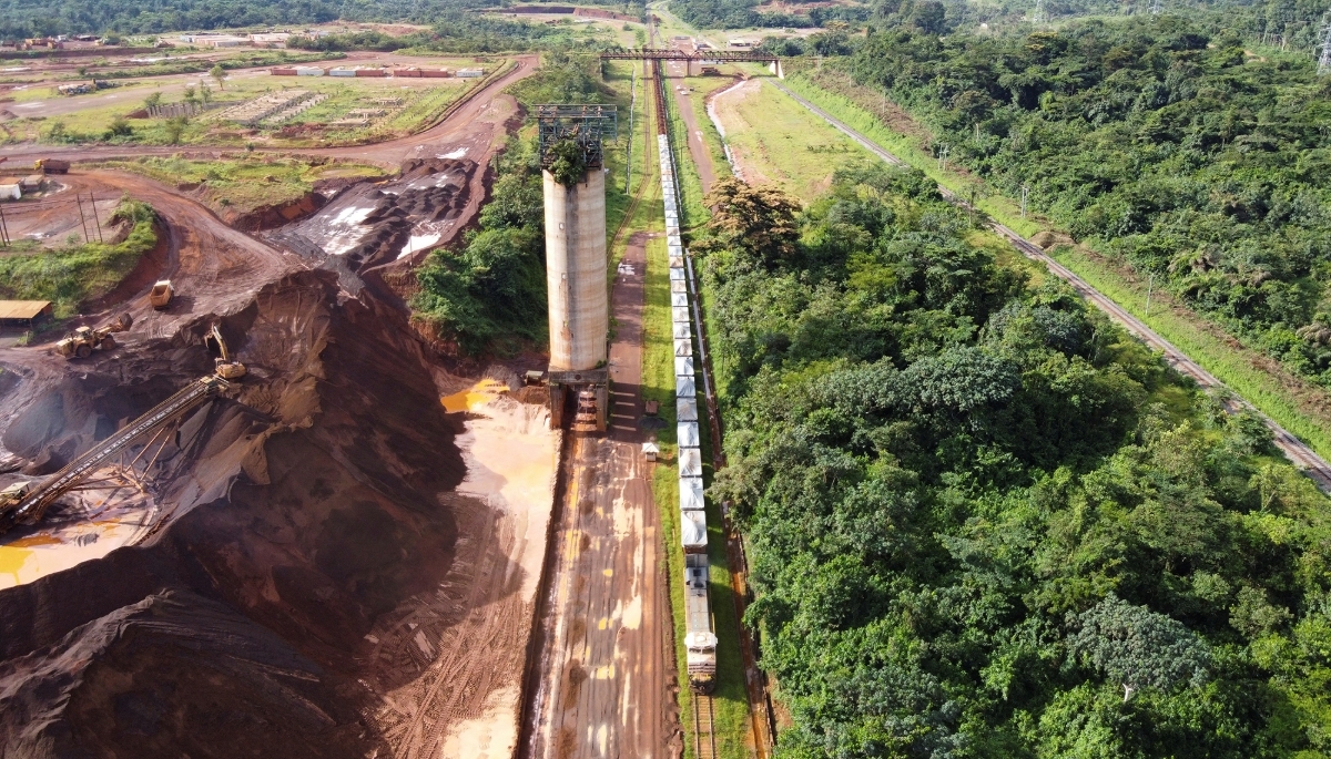 Starting point of the existing railway network in Yekepa, Liberia, in June 2021.