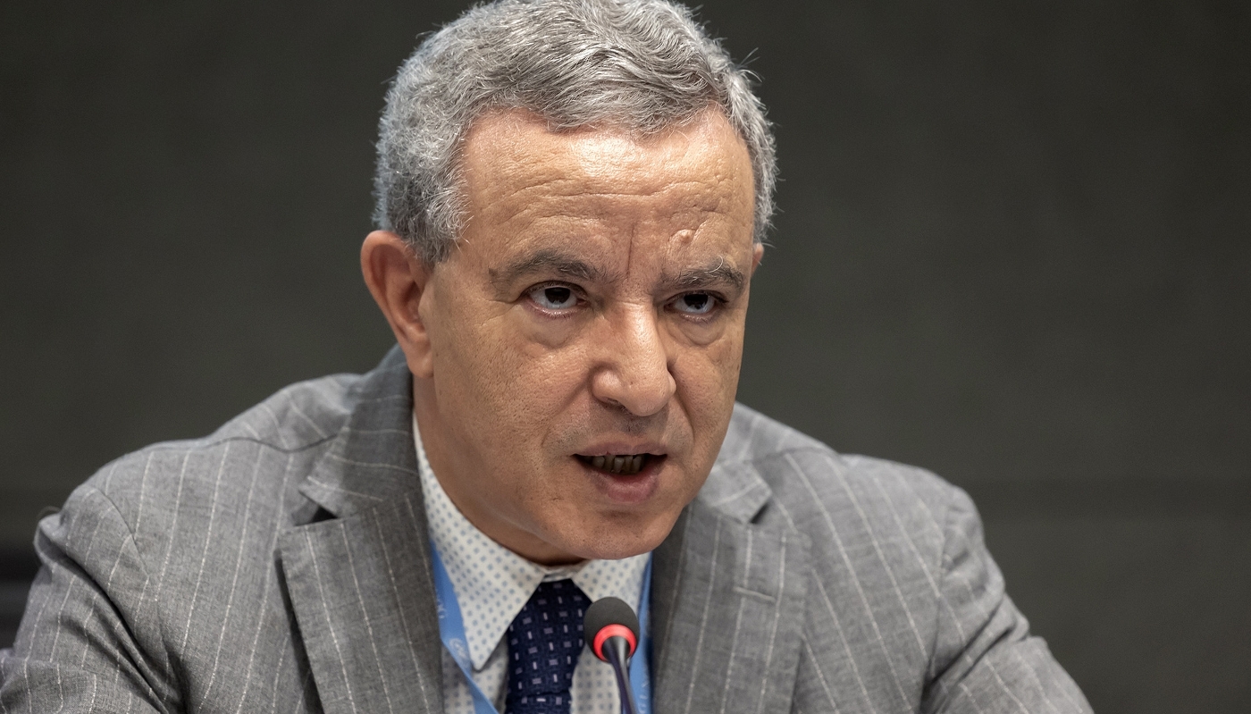 Former Moroccan justice minister Mohamed Aujjar on 4 July 2022 in Geneva.