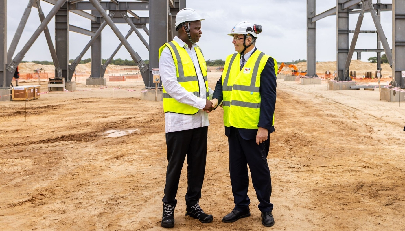 Daniel Chapo and Patrick Pouyanné at Afungi site, near Palma in Mozambique, 29 January 2026.