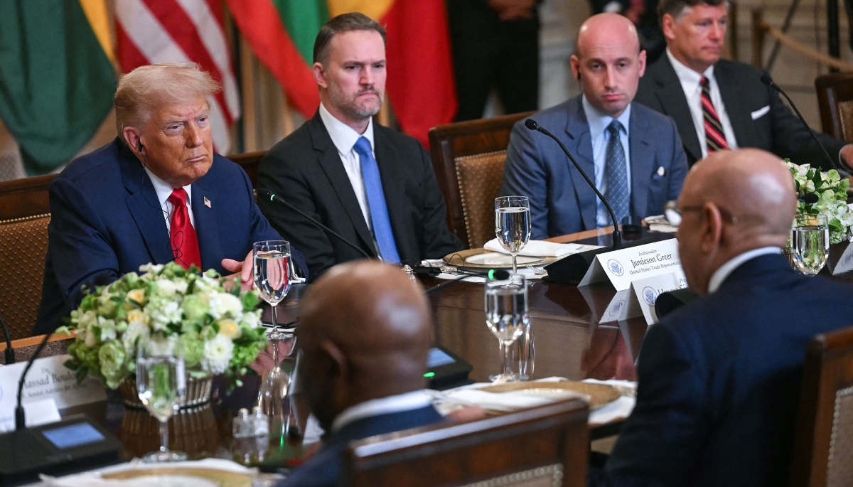 Donald Trump participates in a multilateral lunch with visiting African Leaders in the White House, Washington, 9 July 2025.