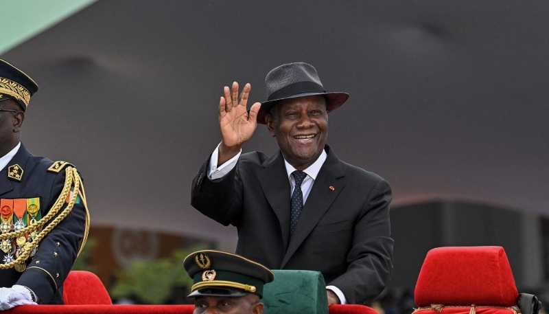 President Alassane Ouattara at the 65th anniversary of Ivory Coast's independence in Bouaké, on 7 August 2025.