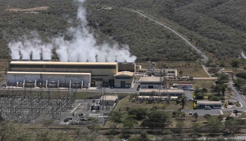 The Olkaria geothermal power plant near Naivasha in Kenya on 15 March 2019.