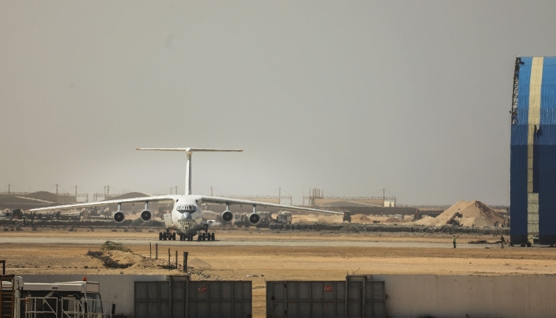 A cargo plane at Bosaso Airport, in Somalia's semi-autonomous region of Puntland, 22 November 2023.