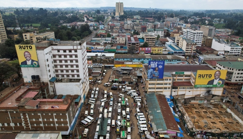 Aerial view of Eldoret, August 11, 2022, during the Kenyan presidential campaign.