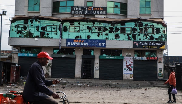 Store destroyed along 7-July protest route, in Nakuru, Kenya.