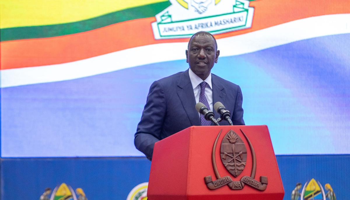 Kenyan President William Ruto in Dar es Salaam, Tanzania, 8 February 2025. 