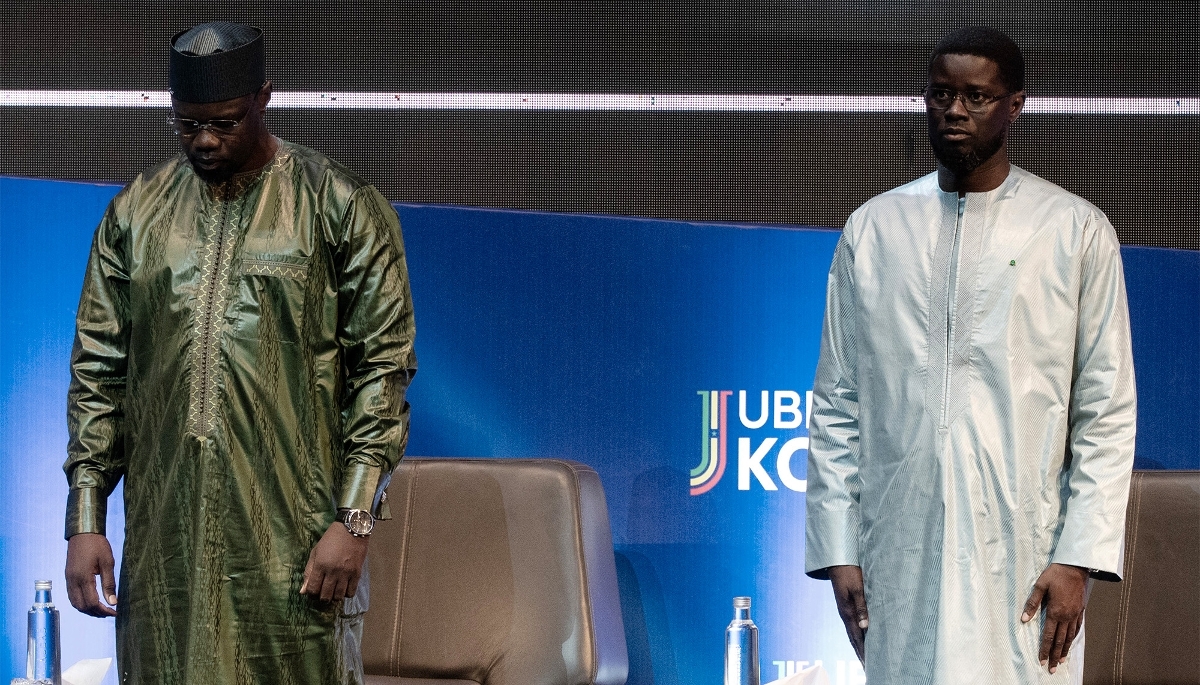Senegalese Prime Minister Ousmane Sonko and President Bassirou Diomaye Faye in Dakar on 1 August 2025.