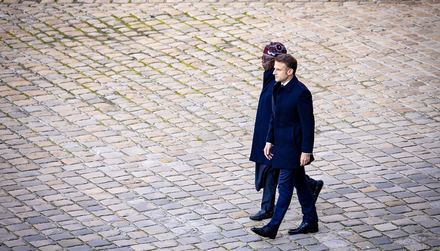 French President Emmanuel Macron with his Nigerian Counterpart Bola Tinubu, in Paris, France, in November 2024.