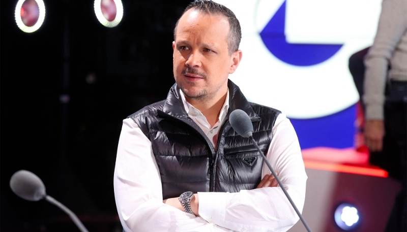 Mehdi Ghezzar on the set of RMC's Les Grandes Gueules radio programme in Paris, France, 25 April 2022.