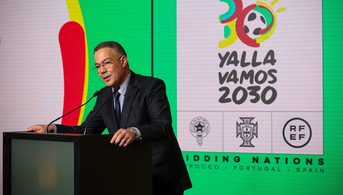 The president of the Moroccan Football Federation, Fouzi Lekjaa, in Oeiras, Portugal, 19 March 2024.