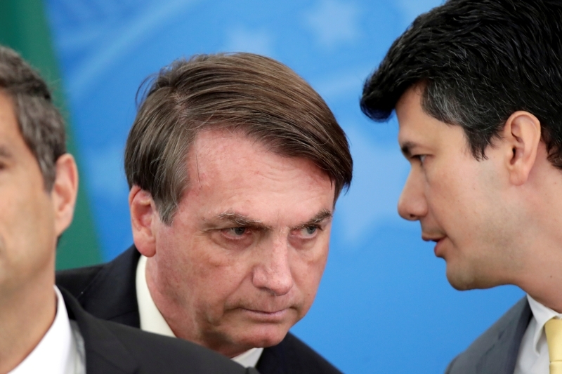 Brazilian President Jair Bolsonaro and BNDES president Gustavo Montezano, in March 2020.