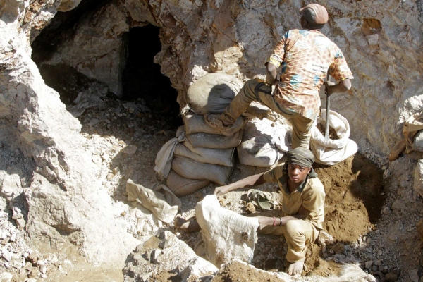 Artisanal miners work at the Tilwizembe outside of Kolwezi.