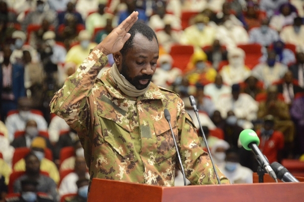 Colonel Assimi Goita is sworn in as Mali's transitional vice president in Bamako, Mali, 25 September 2020.
