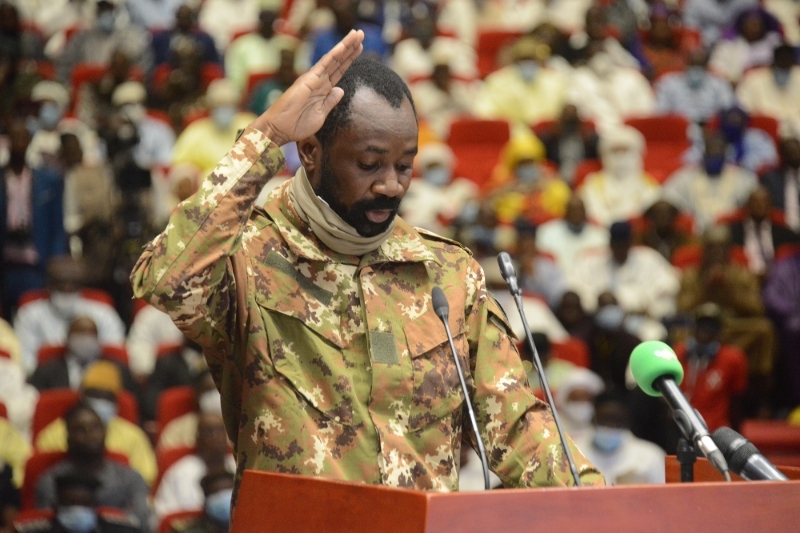 Colonel Assimi Goita is sworn in as Mali's transitional vice president in Bamako, Mali, 25 September 2020.