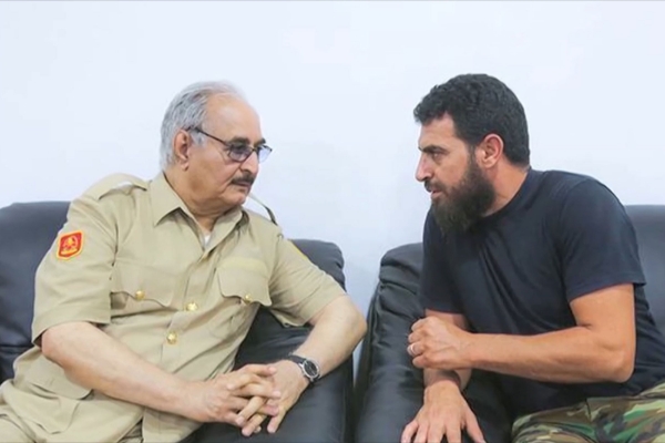 Khalifa Haftar and Mahmoud Al Werfalli (right).