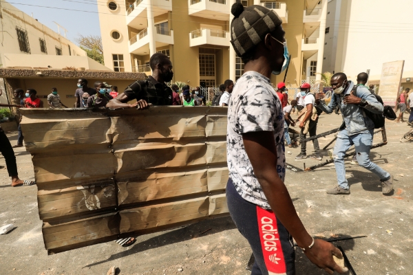 Demonstration of support for Ousmane Sonko, 3 March 2021 in Dakar.