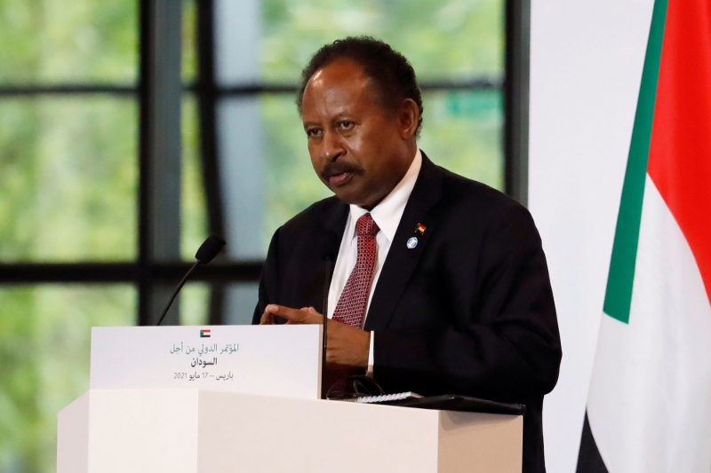 Sudanese Prime Minister Abdalla Hamdok at the Sudan Creditors' Summit in Paris on 17 May 2021.