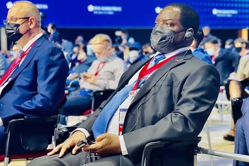 CAR Prime Minister Firmin Ngrebada at the Saint Petersburg Economic Forum, 3 June 2021.