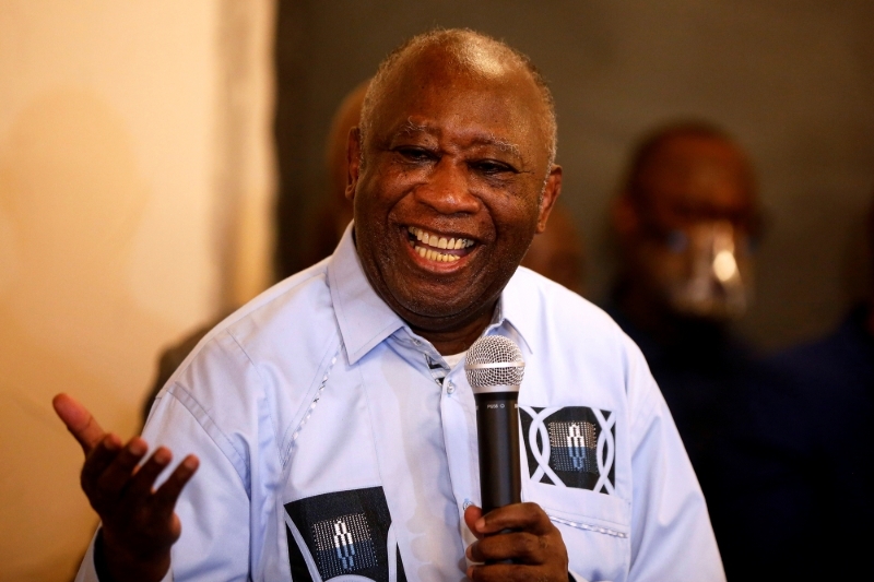 Former Ivory Coast president Laurent Gbagbo on his return to Abidjan on 17 June 2021.