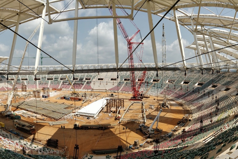 Initially led by the Italian Gruppo Piccini, the Paul Biya Stadium construction site (pictured here in 2017-2018) is now being handled by Magil construction.