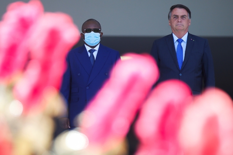 Guinea-Bissau president Umaro Sissoco Embaló (left) hosted by Brazil's head of state Jaír Bolsonaro.