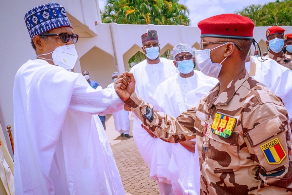 President Muhammadu Buhari met with Chad's transitional leader, General Mahamat Idriss Deby, on 14 May.