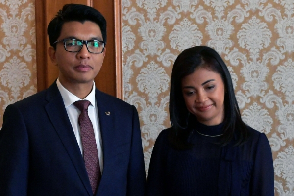 Andry Rajoelina and his wife, Mialy Rajoelina.