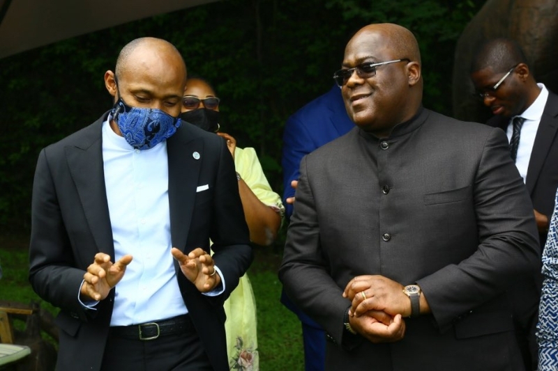 Minister of Communication Patrick Muyaya and DRC President Félix Tshisekedi.