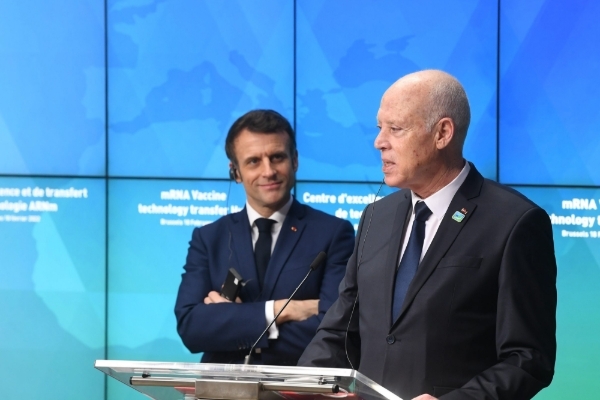 The Tunisian Head of State, Kaïs Saïed, speaking at the 6th Summit between the European Union and the African Union, on 18 February, in Brussels.