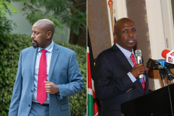 Muhoozi Kainerugaba (left), son of Ugandan president Yoweri Museveni, and Gideon Moi, son of former Kenyan president Daniel arap Moi.