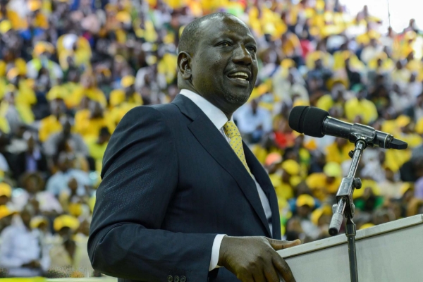 Deputy president and presidential candidate William Ruto, shown here on 15 March at his inauguration in Nairobi.