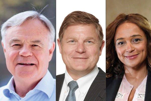 Naspers' boss Koos Bekker, former CEO of De Beers Gareth Penny and Isabel Dos Santos, daughter of Angola's former President.