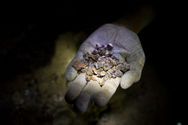 Tanzanite stones in Mirerani mine in Tanzania.