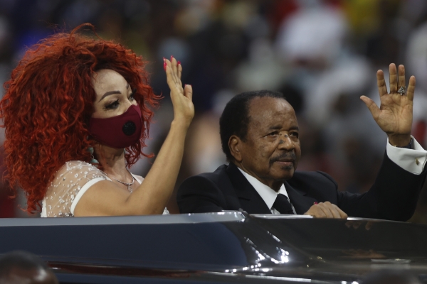 President Paul Biya, accompanied by his wife Chantal Biya, during his last public appearance at the CAN.