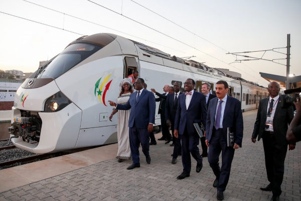 Senegalese President Macky Sall during the inaugural journey of the Dakar-Diamniadio TER, 15 January 2019.