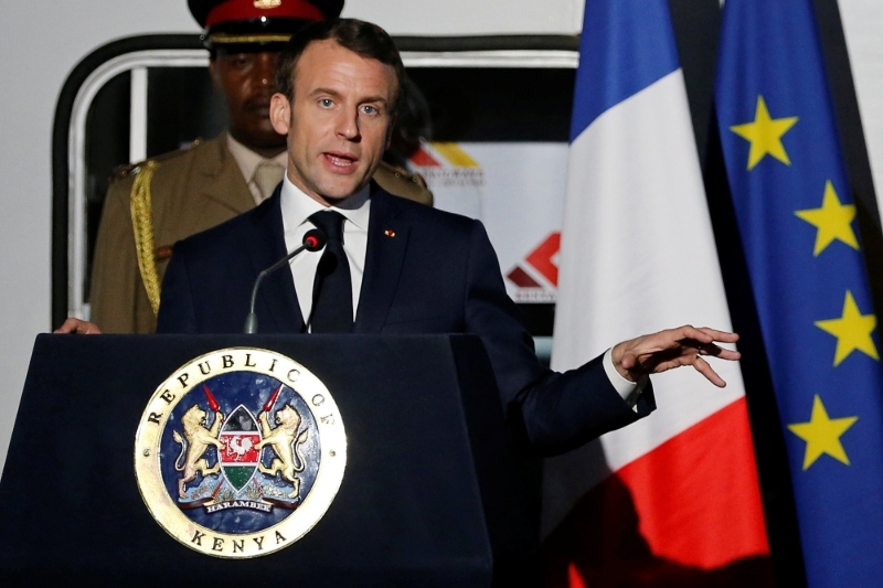 President Emmanuel Macron during his visit to Kenya in 2019.