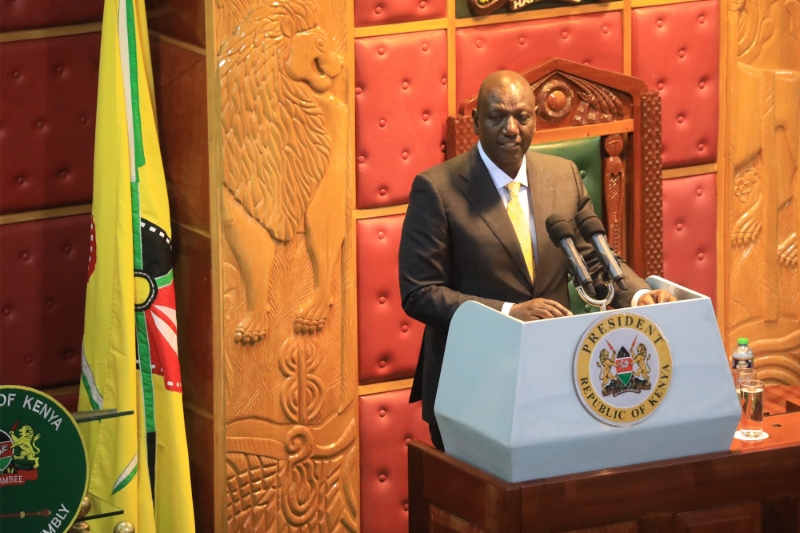 President William Ruto speaks during the official opening of the 13th Parliament, in Nairobi, on 29 September 2022.