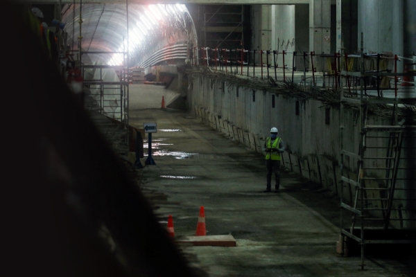 The construction site of Maspero station of the Cairo Metro's line 3, in November 2020.